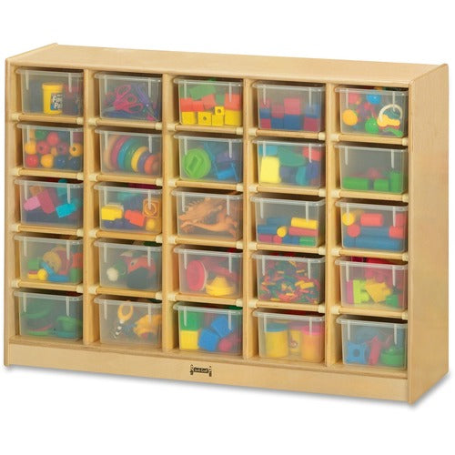 Jonti-Craft, Inc. Mobile 25 Cubbie-Tray Unit,w/Clear Bins,35.5"x48"x15",Baltic