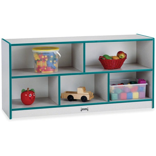 Jonti-Craft, Inc. Mobile Storage Unit,Toddler,24-1/2"x48"x15",Gray/Teal Edge