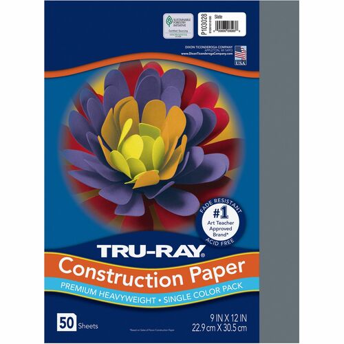 Pacon Construction Paper, 76lb., 9"x12", 50/PK, Slate