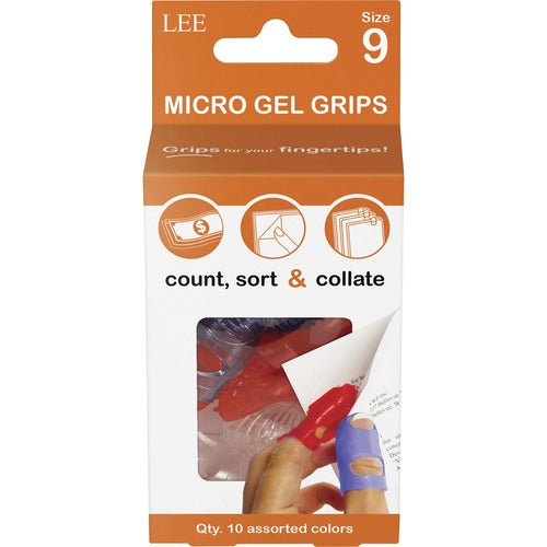 Lee Fingertip Grips, Gel, Size 9, Large, 3/4", 10/PK, Assorted