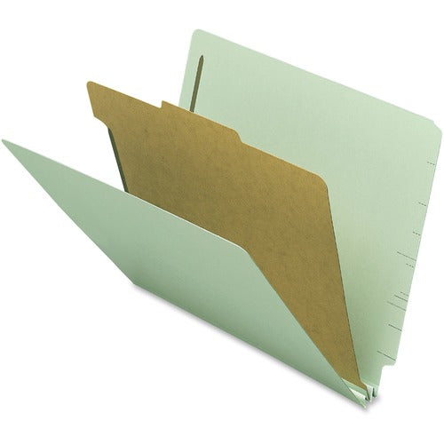 Nature Saver End Tab Classification Folders,1 Divider,Ltr,10/BX,GY Green