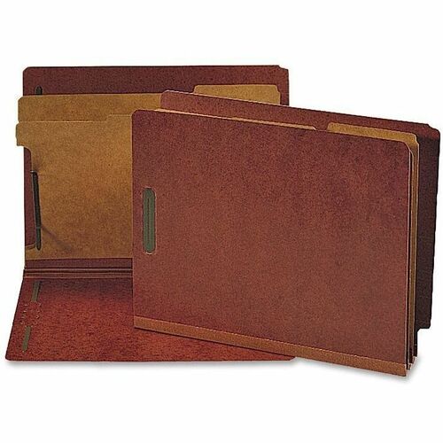Nature Saver End Tab Classification Folders, 2 Dividers, Ltr, 10/BX, Red