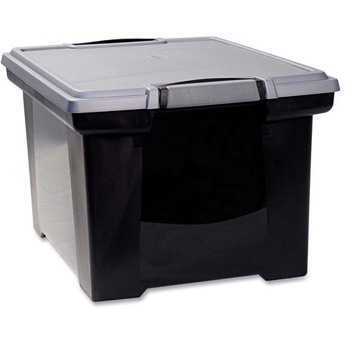Storex Industries Corporation Portable File Tote,w/Locking Handle,LTR/LGL, Black/Gray