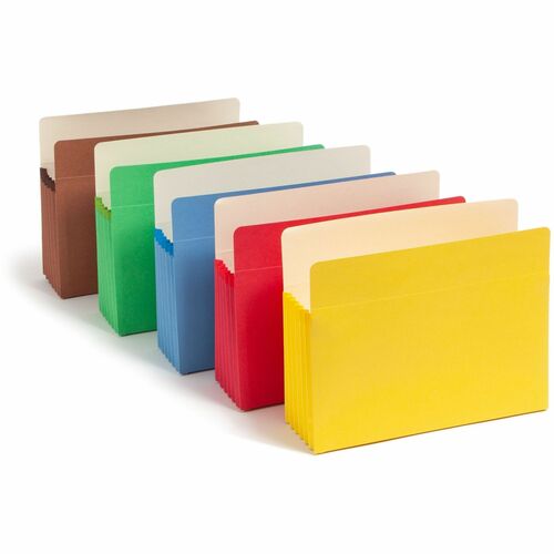 Smead File Pockets, Letter, 5-1/4" Exp, 5/PK, Asst