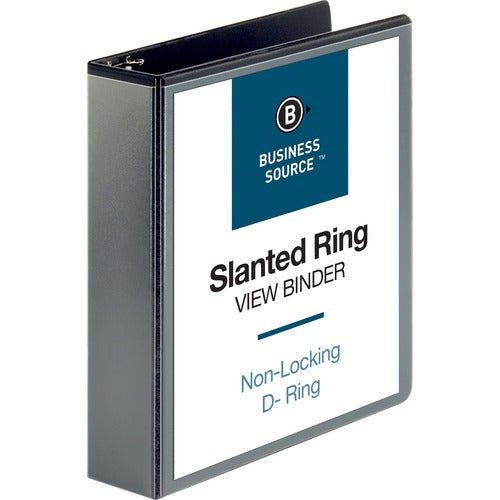 Business Source D-Ring View Binder, 2" Capacity, 11x8-1/2", Black