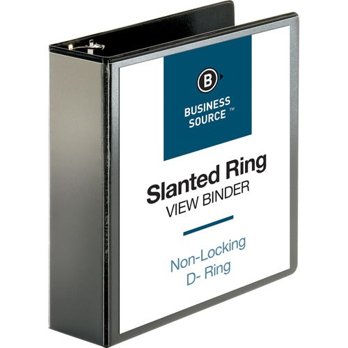 Business Source D-Ring View Binder, 3" Capacity, 11x8-1/2", Black