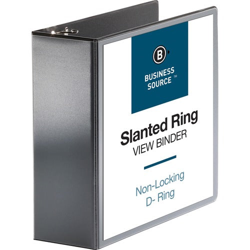 Business Source D-Ring View Binder, 4" Capacity, 11x8-1/2", Black