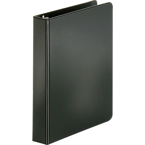Business Source Binder, Round Rings, 1" Capacity, 8-1/2"x5-1/2", Black