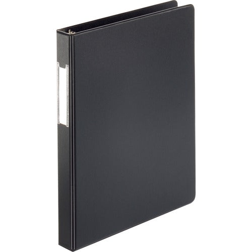 Business Source Round Ring Binder,w/Label Holder,1" Cap.,11"x8-1/2",BK
