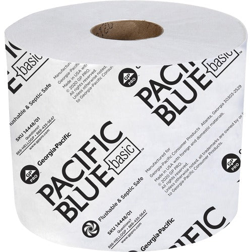 Georgia-Pacific Bathroom Tissue, 1-Ply, 1500 Sheet, 3-9/10"Wx4"L, 48/CT, WE-GPC1444801