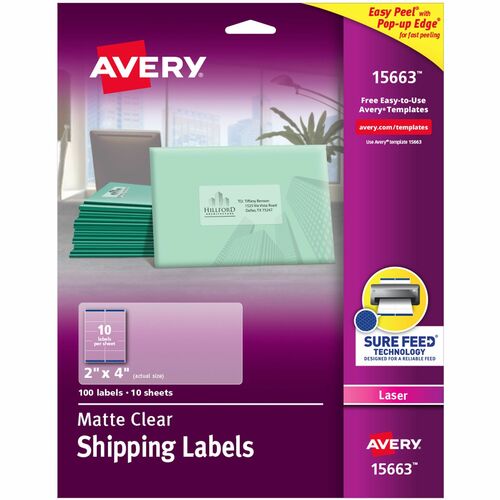 Avery Laser Labels, Mailing, 2"x4", 100/PK, Clear