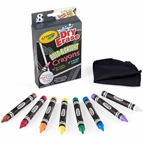 Crayola Dry Erase Crayons, Washable, Nontoxic, 8/BX, Assorted