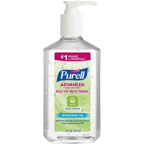 Gojo Instant Hand Sanitizer, Green Cert, 12 fl.oz, Clear-GOJ369112