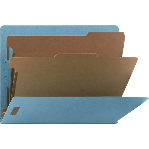 Nature Saver Classification Folders, End Tab, Ltr, 2-Div, 10/BX, Blue