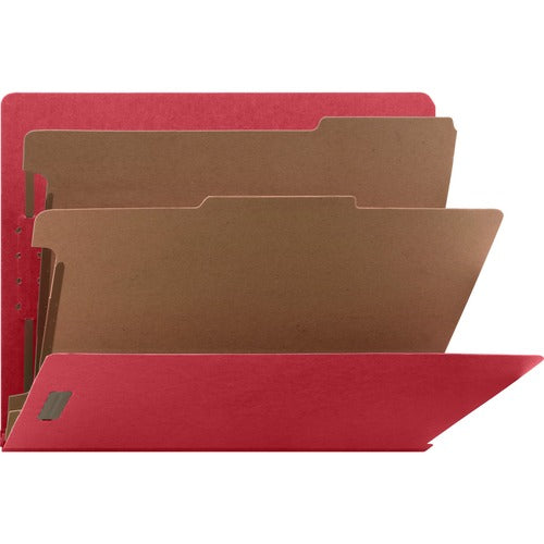 Nature Saver Classification Folders, End Tab, Ltr, 2-Div, 10/BX, Red