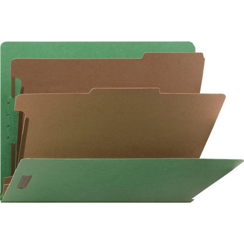 Nature Saver Classification Folders, End Tab, Ltr, 2-Div, 10/BX, Green