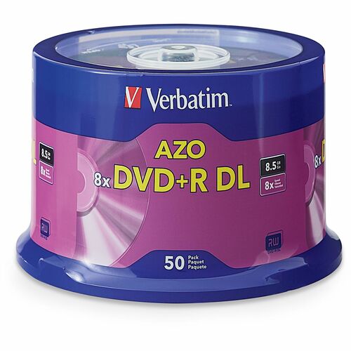 Verbatim DVD+R DL, Branded, 8X, 8.5GB, Spindle, 50 Discs/PK