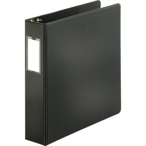 Business Source D-Ring Binder, w/Label Holder, Hvy-Dty, 2", Black