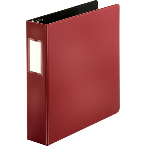 Business Source D-Ring Binder, w/Label Holder, Hvy-Dty, 2", Burgundy