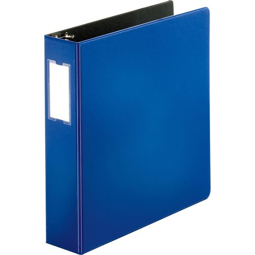 Business Source D-Ring Binder, w/Label Holder, Hvy-Dty, 2", Blue