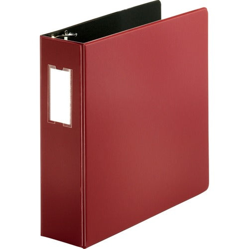 Business Source D-Ring Binder w/Label Holder, Hvy-Dty, 3", Burgundy