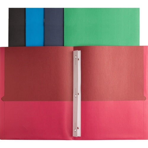 Business Source 2-Pocket Folders, 100 Sh Cap, Ltr, 9-1/2"x11", 25/BX, AST