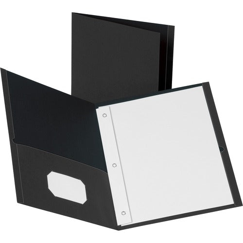 Business Source 2-Pocket Folders, 100 Sh Cap, Ltr, 9-1/2"x11", 25/BX, BK