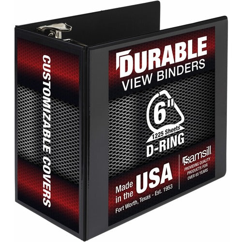 Samsill Binder, Locking, 6" D-Ring, 8-1/2"x11"Pg Sz, Black