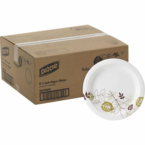 Dixie Foods Plates, Heavy weight, 8-1/2", 1000/CT, Pathways/White-DXEUX9PATH