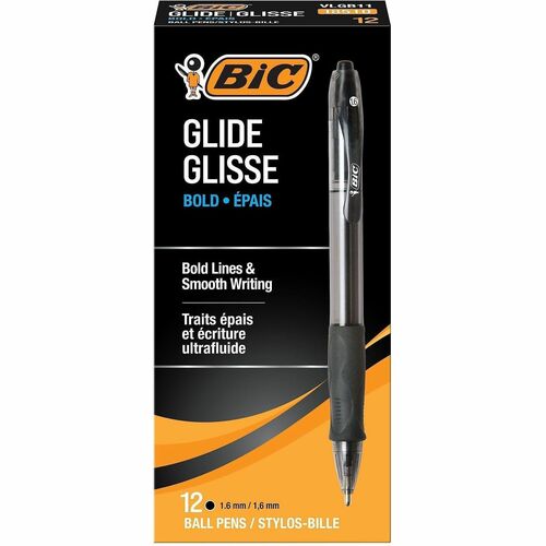 Bic Ballpoint Pens, Retractable, 1.6mm, Black Ink/barrel