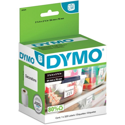 Dymo Multipurpose Labels, Large, 2-1/8"x2-3/4", 320 Labels/RL, WE-DYM30324