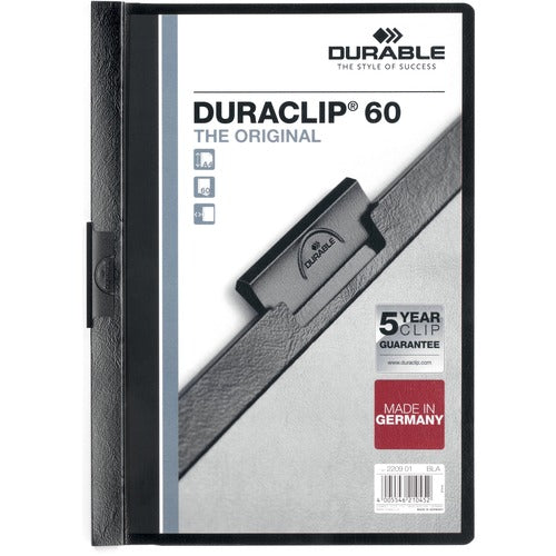 Durable Office Products Report Cover w/Clip, 60 Sheet Capacity, 11"x8-1/2", Black