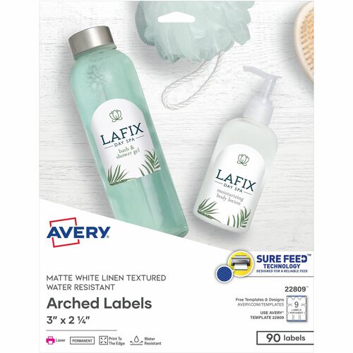 Avery Arched Custom Labels, 3"x2-1/4", 90/PK, WE Textured