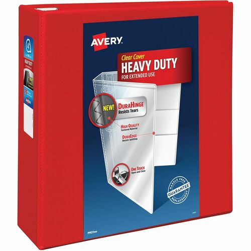 Avery View Binder, Hvy-dty, EZD Ring, 4" Cap, Red