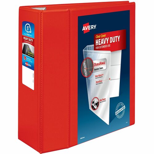 Avery View Binder, Hvy-dty, EZD Ring, 5" Cap, Red
