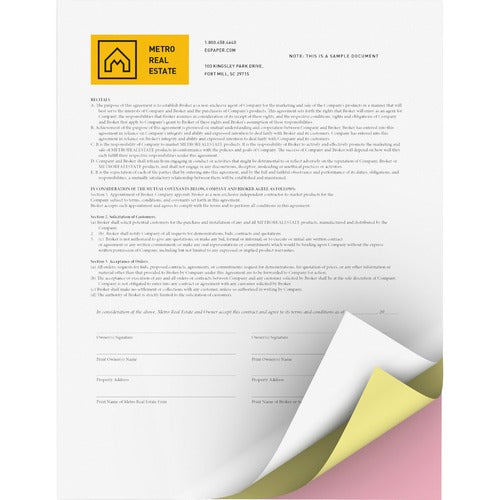 Xerox Carbonless Paper,3-Part,Str,8.5"x11",835 Set/CT,WE/CY/PK