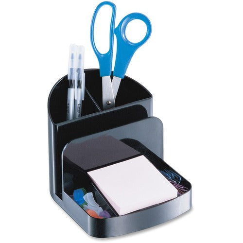 Officemate Rcyl'd Desktop Organizer, 5-Comp, 5-3/8"x6-3/4"x5", Black