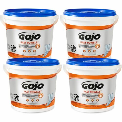 Gojo Wet Towels, Citrus, 130/Bucket, 4/CT, Blue-GOJ629804