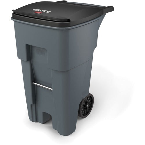 Rubbermaid Commercial Products Roll Out Container, 12" Wheels, 65 Gallon, Gray