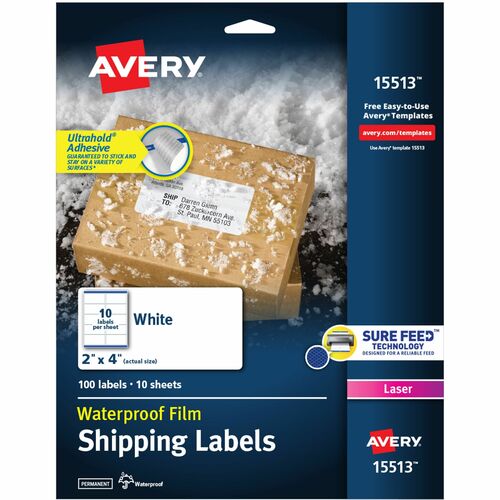 Avery Mailing Labels, Weatherproof, 2"x4", 100/PK, 5PK/CT, WE