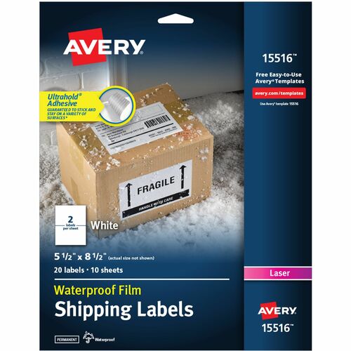 Avery Mailing Labels, Weatherproof, 5-1/2"x8-1/2", 20/PK, WE
