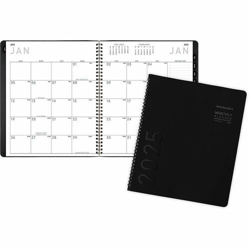 AT-A-GLANCE Desk Monthly Appt Book, Textured, 2PPM, 9"x11", Black