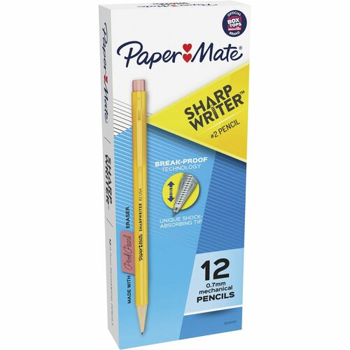Paper Mate Sharpwriter Pencil, No 2 Lead, 0.7mm, 12/DZ, Goldenrod