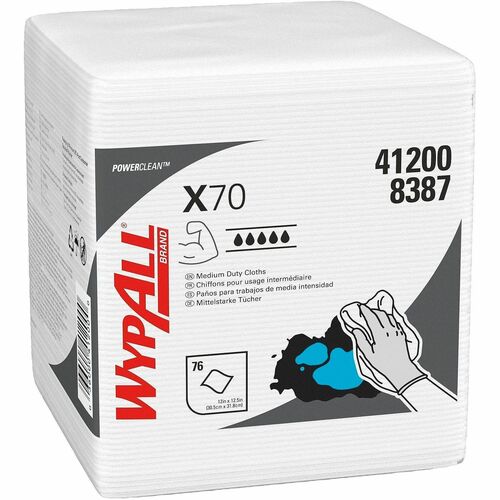 Kimberly-Clark Professional X70 Wypall Wipers, Quarterfold, 76/PK, 12PK/CT, White