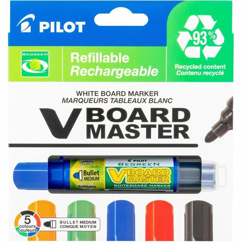 Pilot Dry-erase Markers, Refillable, Medium Bullet Point, 5/PK,Ast