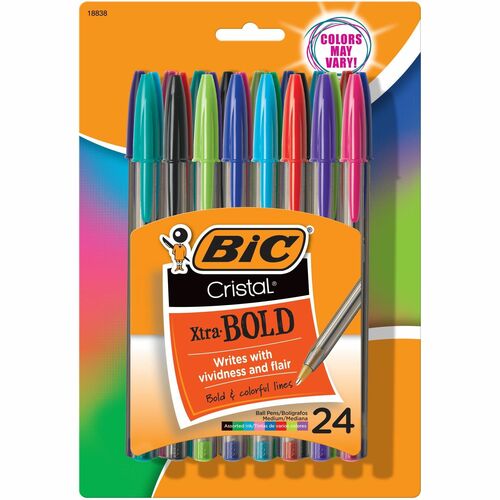 Bic Ballpoint Pens, 1.6mm, Xtra Bold, 24/PK, Fashion Assorted