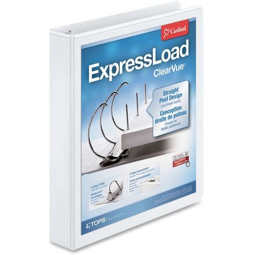 Cardinal Locking D-Ring Binder, 1-1/2" Cap, White