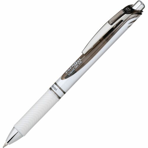 Pentel Gel Pen,Retractable,Metal Tip,.7mm,Pearl/BK Barrel/BK Ink