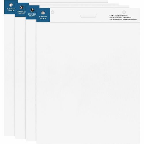 Business Source Easel Pad, Self Stick, 25"x30", 30 Shts/Pad, 4/CT, White