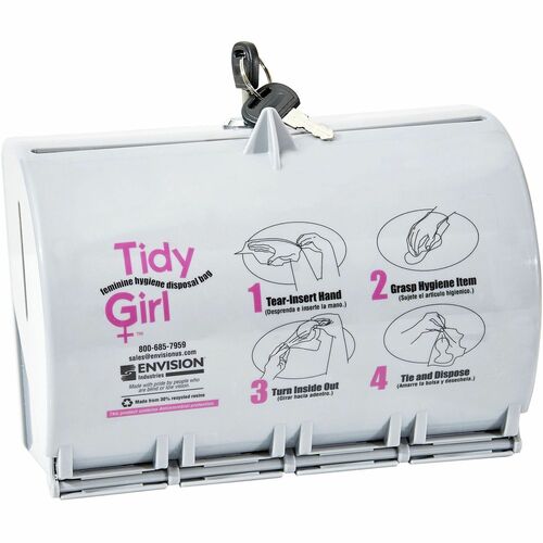 Stout Hygiene Bags Dispenser, 4"x8-1/2"x5-3/4", Stone Gray